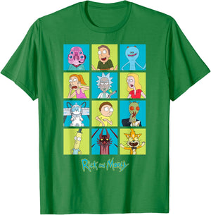Rick and Morty Characters Adult Cartoon Fashion T-Shirt - T-Shirt | Irish Green