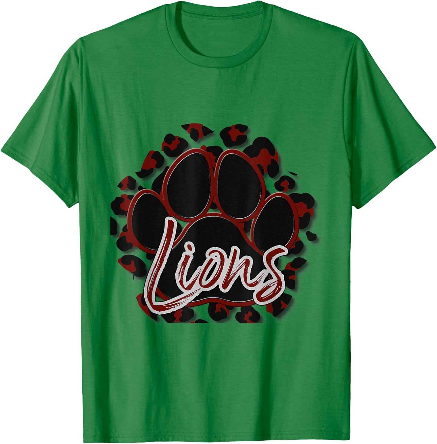 Lions Maroon Black Cheetah School Sports Fan Team Spirit T-Shirt - T-Shirt | Irish Green