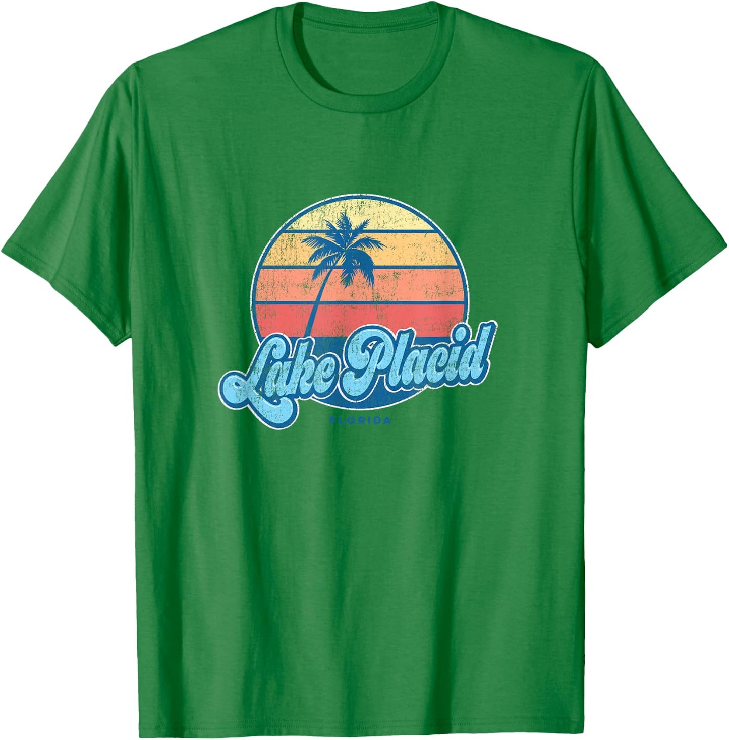 Vintage Lake Placid Florida FL Classic 70s Retro Surfer T-Shirt - T-Shirt | Irish Green
