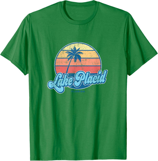 Vintage Lake Placid Florida FL Classic 70s Retro Surfer T-Shirt - T-Shirt | Irish Green