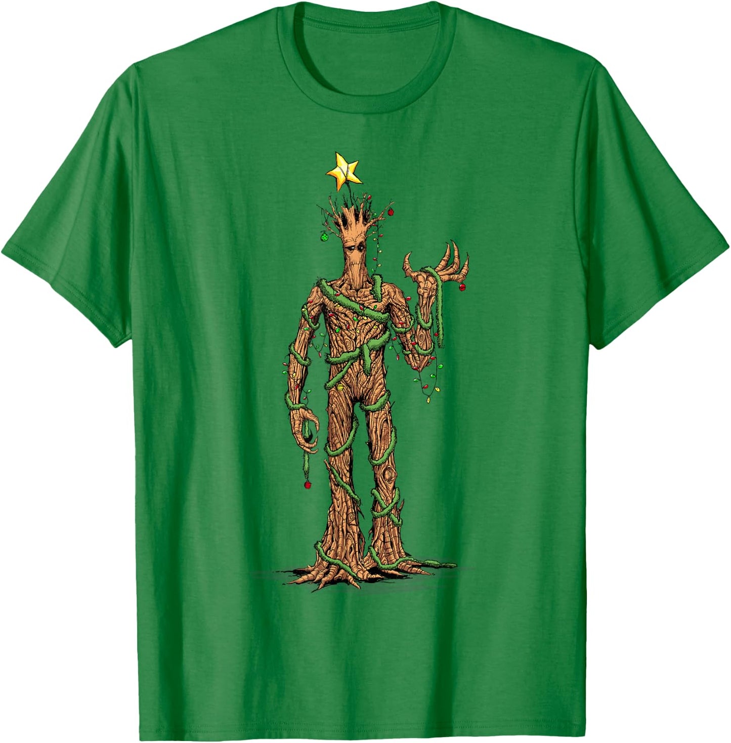 Marvel Guardians of the Galaxy Christmas Tree Groot Portrait T-Shirt - T-Shirt | Irish Green
