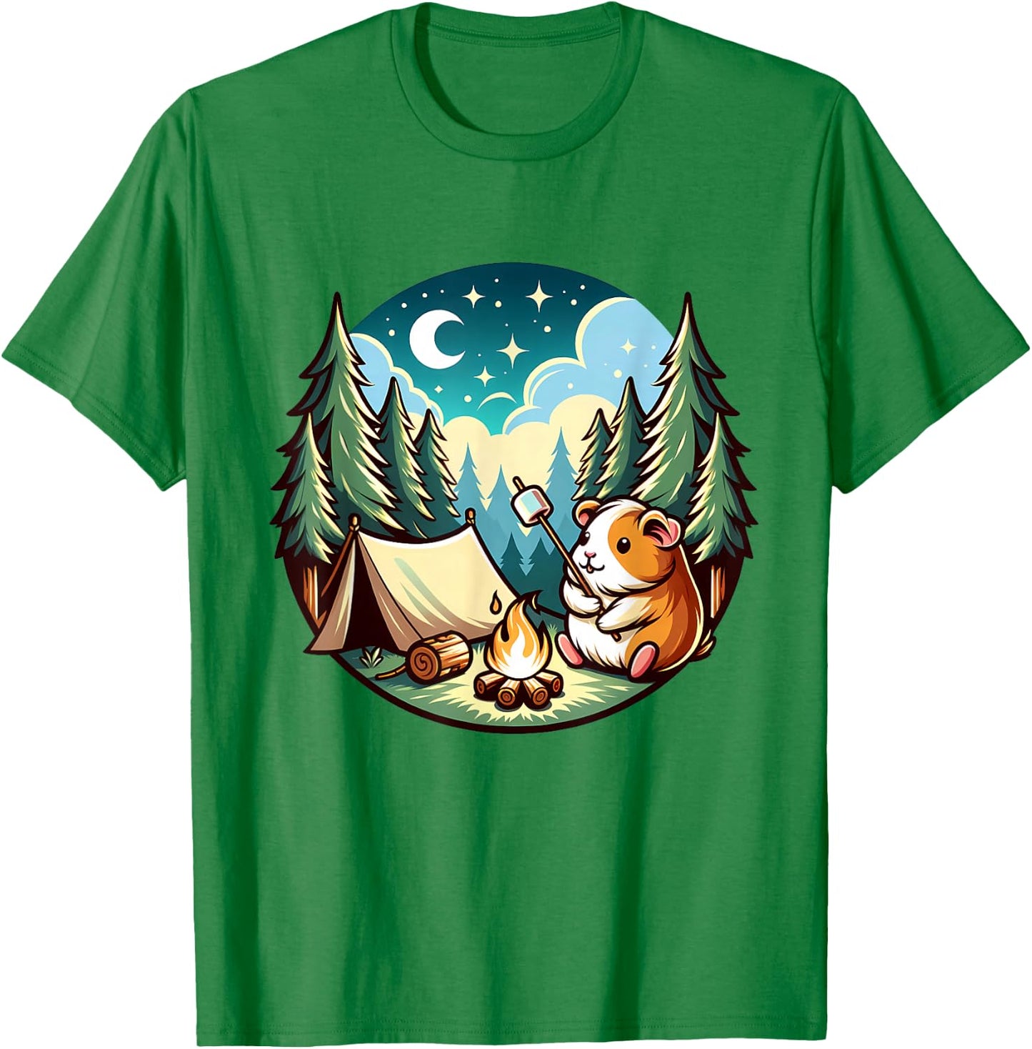 Funny Guinea Pig Camping Cute Guinea Pigs Pets Women Men T-Shirt - T-Shirt | Irish Green