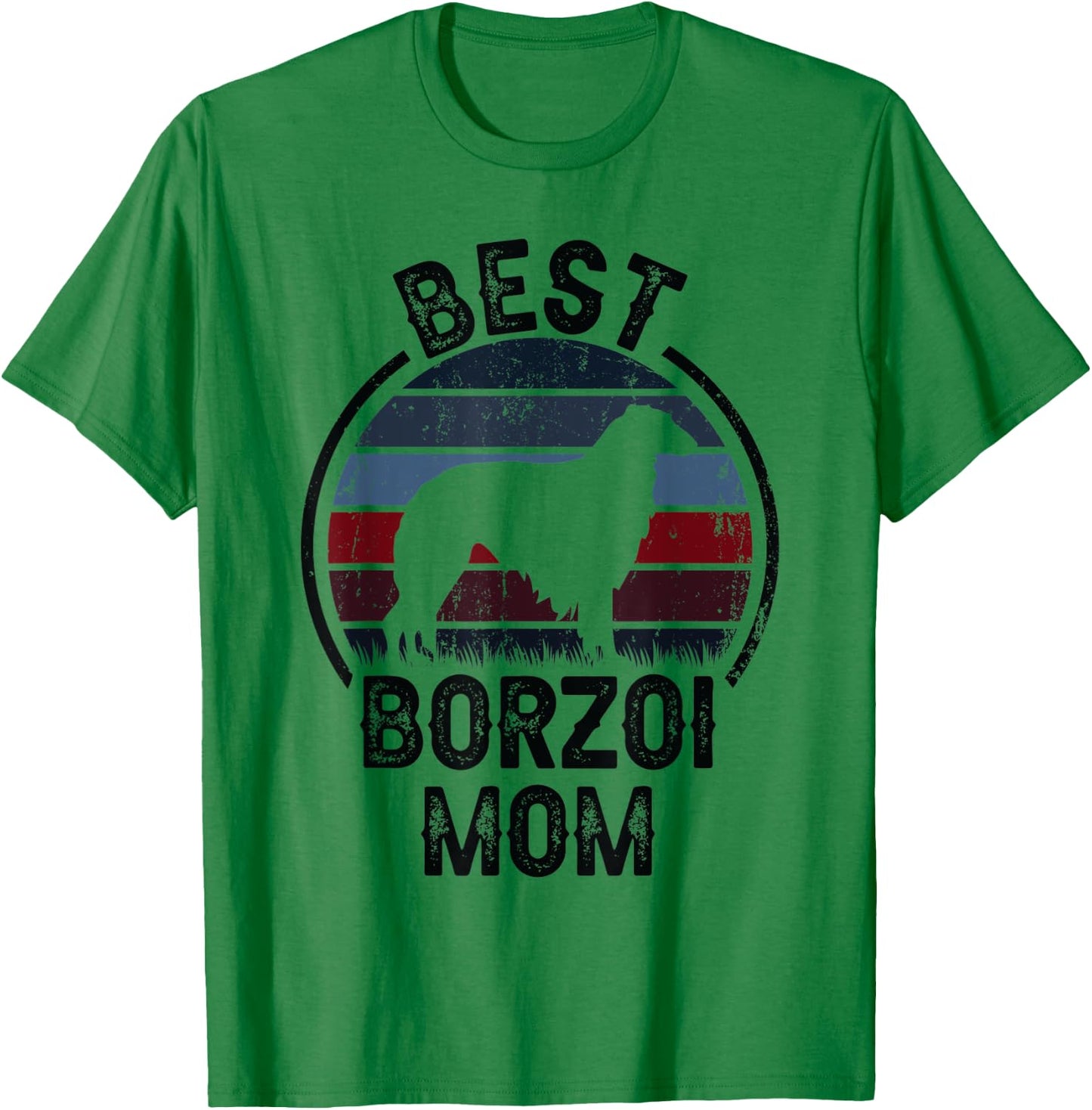 Best Dog Mother Mom - Vintage Borzoi T-Shirt - T-Shirt | Irish Green