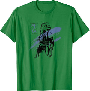 Star Wars: Ahsoka Inked Sketch Blue Paint Smear T-Shirt - T-Shirt | Irish Green