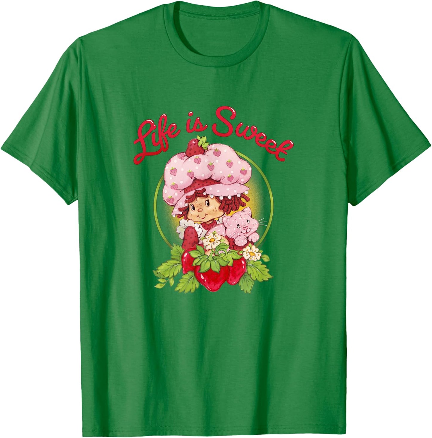 Strawberry Shortcake Life Is Sweet Custard Kitty Vintage T-Shirt - T-Shirt | Irish Green
