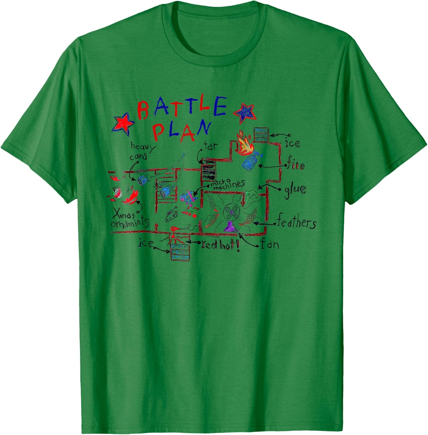 Funny Battle Plan Christmas Home Kids Hand Dawn Alone Xmas T-Shirt - T-Shirt | Irish Green