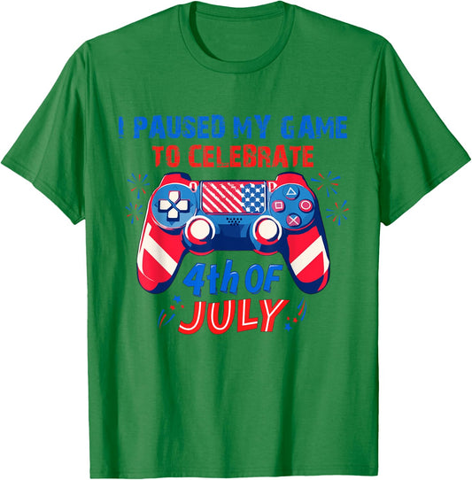 Gamer 4th Of July American Flag Gaming Lover Boys Girls Teen T-Shirt - T-Shirt | Irish Green