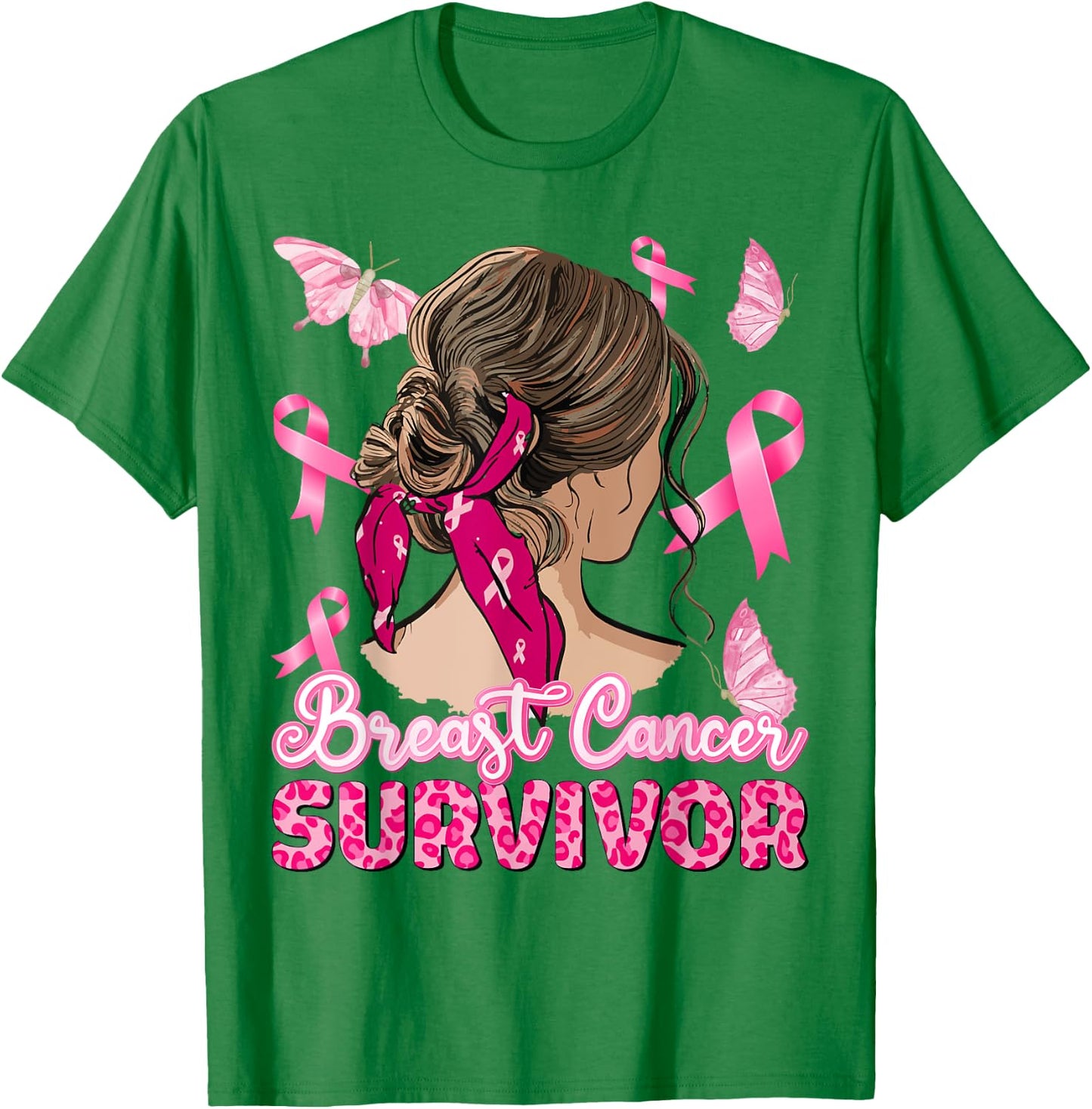 Breast Cancer Awareness Pink Ribbon Survivor Breast Cancer T-Shirt - T-Shirt | Irish Green