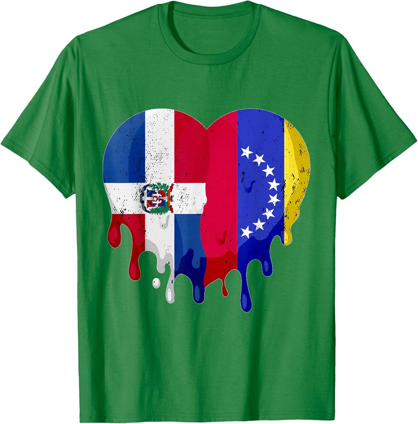 Dominican Republic Venezuela Flag Heart Citizen Patriot T-Shirt - T-Shirt | Irish Green