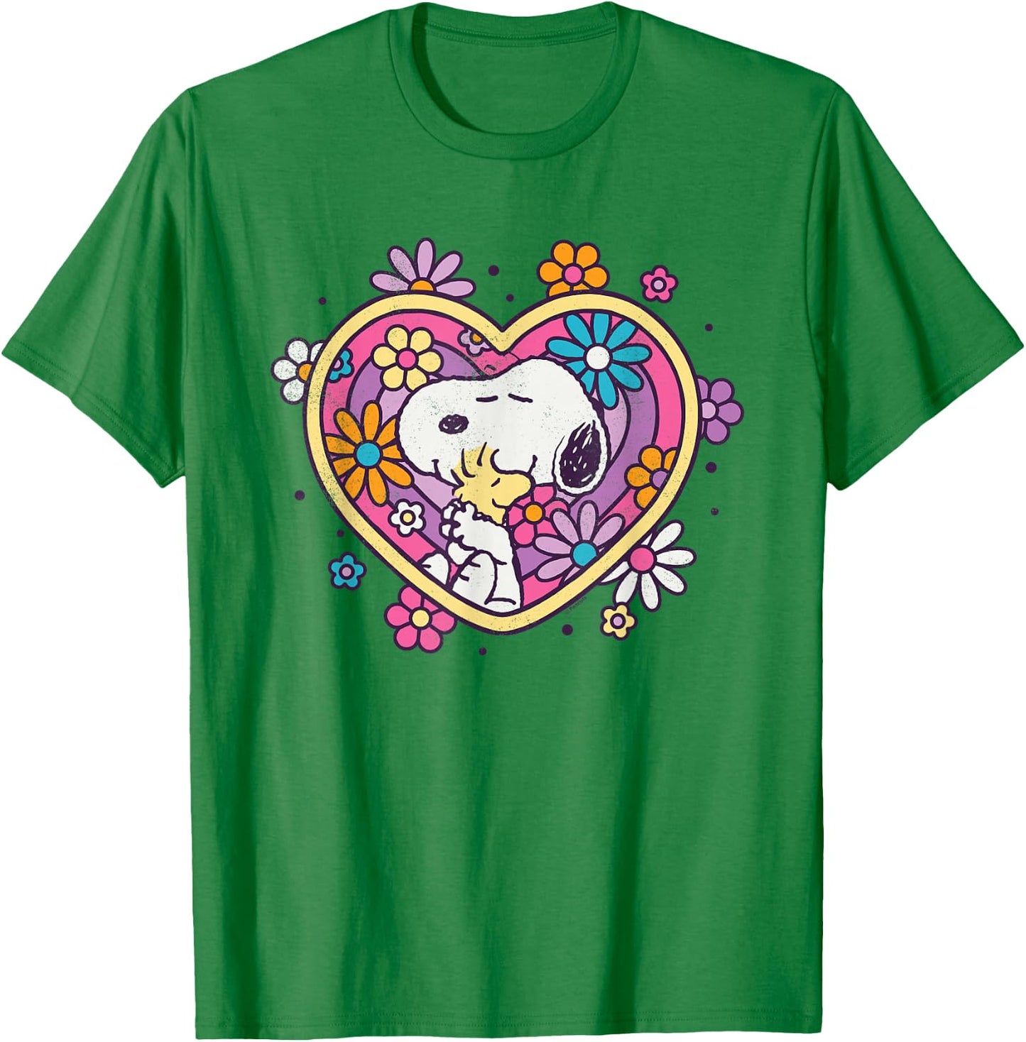 Peanuts - Hug Heart Flowers T-Shirt - T-Shirt | Irish Green