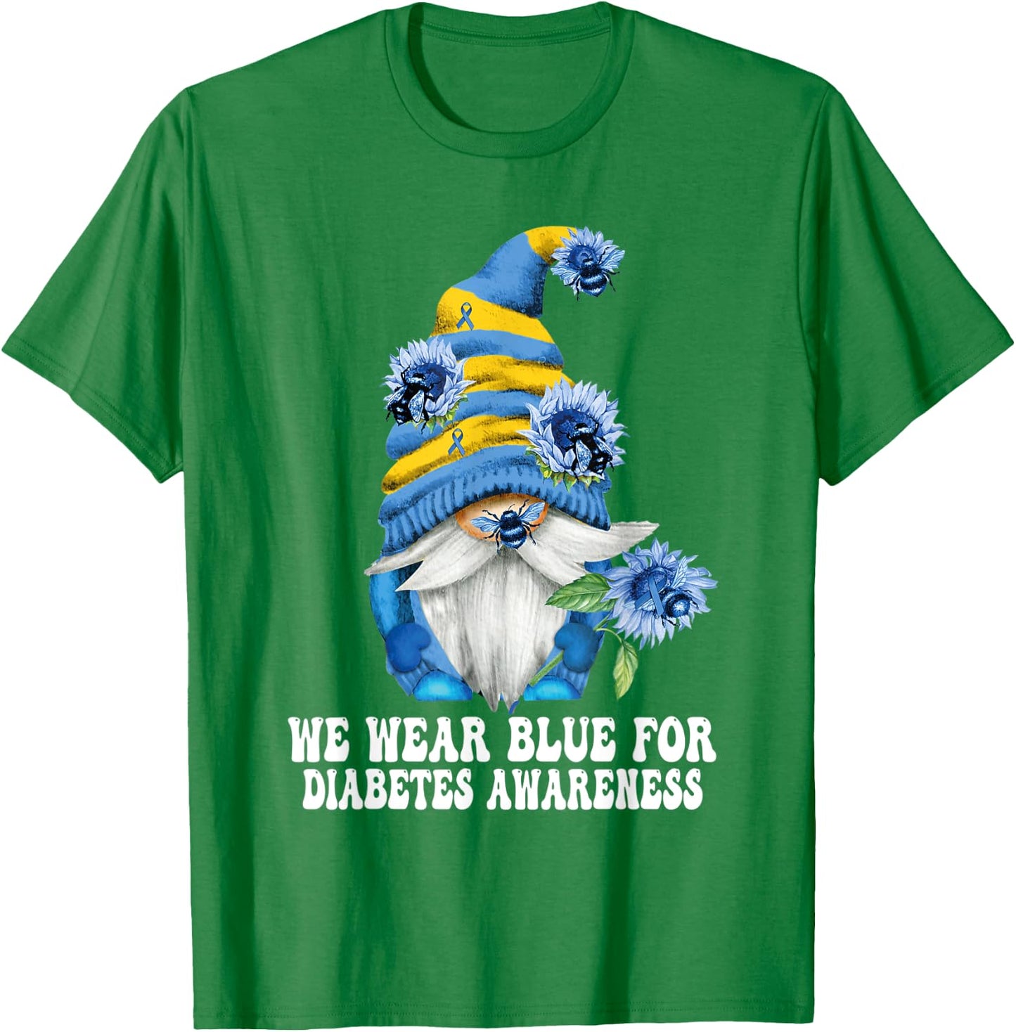 In November We Wear Blue Gnome Diabetes Awareness Month T-Shirt - T-Shirt | Irish Green