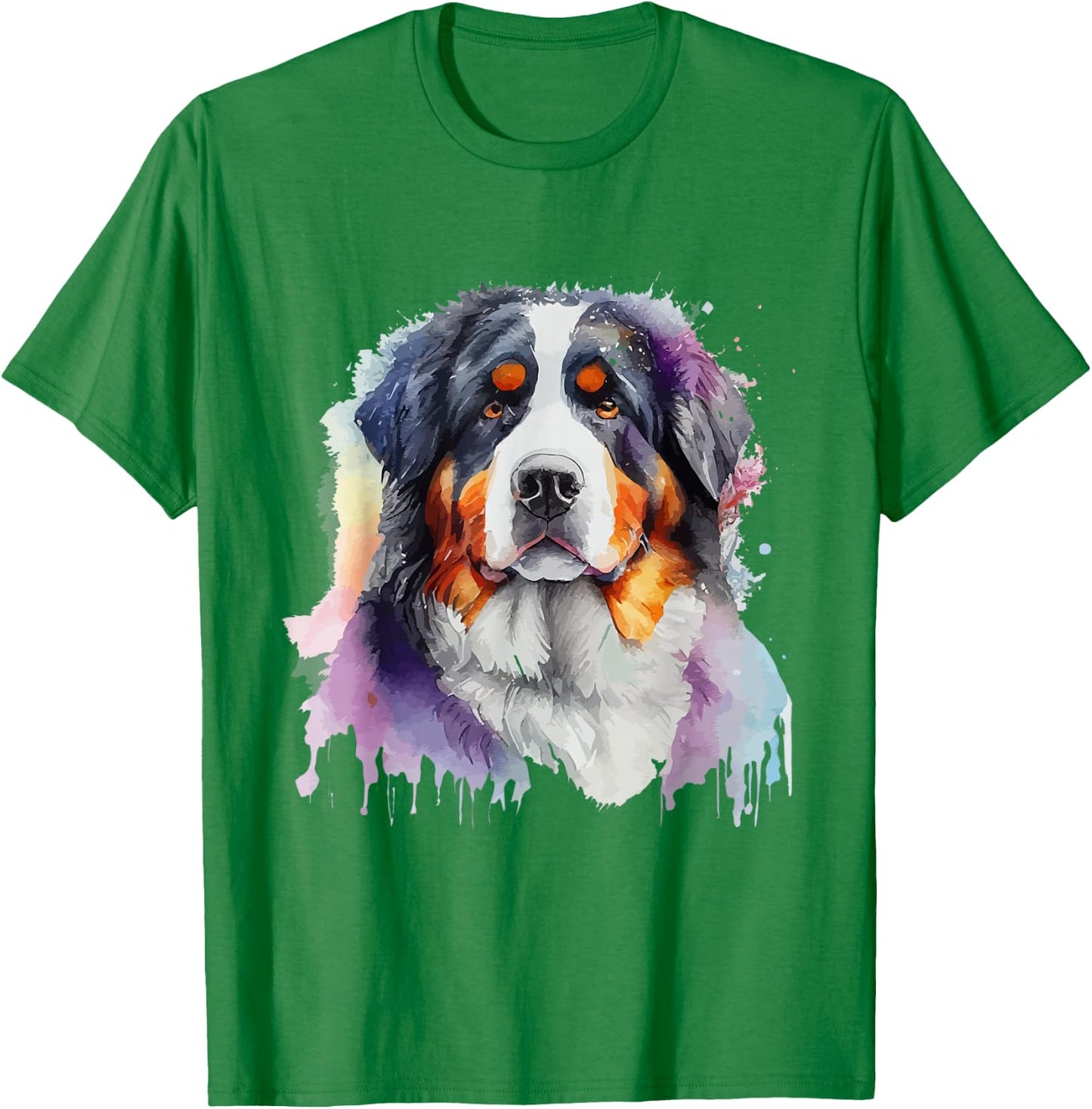 Bernese Mountain Dog Colorful Pop Art Tie Dye Tri Color T-Shirt - T-Shirt | Irish Green