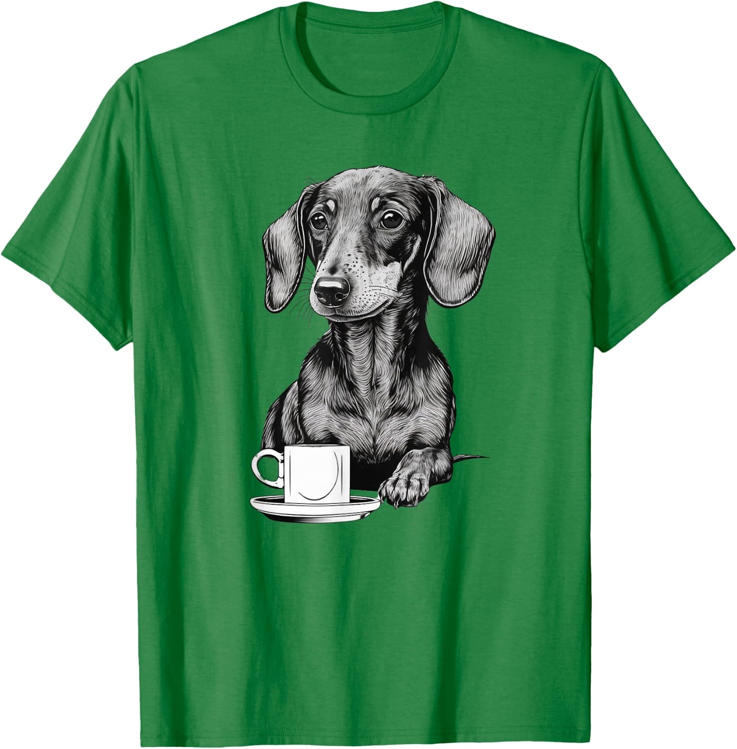 Dachshund Puppy Wiener with Coffee T-Shirt - T-Shirt | Irish Green