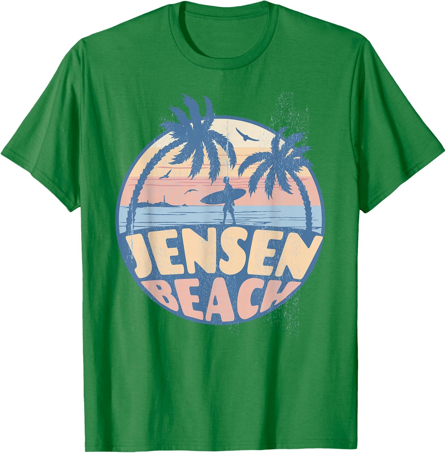 Jensen Florida Beach Surf Summer Vacation Vintage T-Shirt - T-Shirt | Irish Green