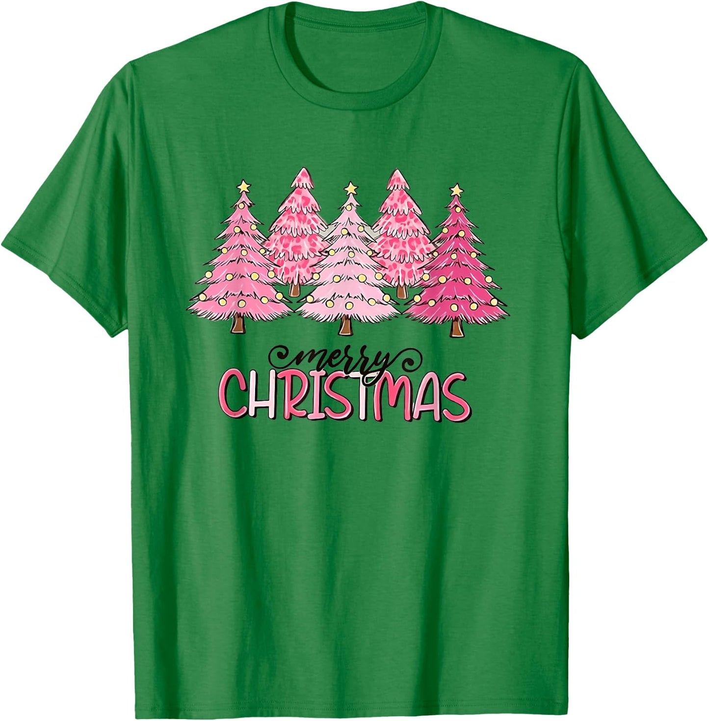Merry Christmas Pink Christmas Tree Pink Christmas Costume T-Shirt - T-Shirt | Irish Green