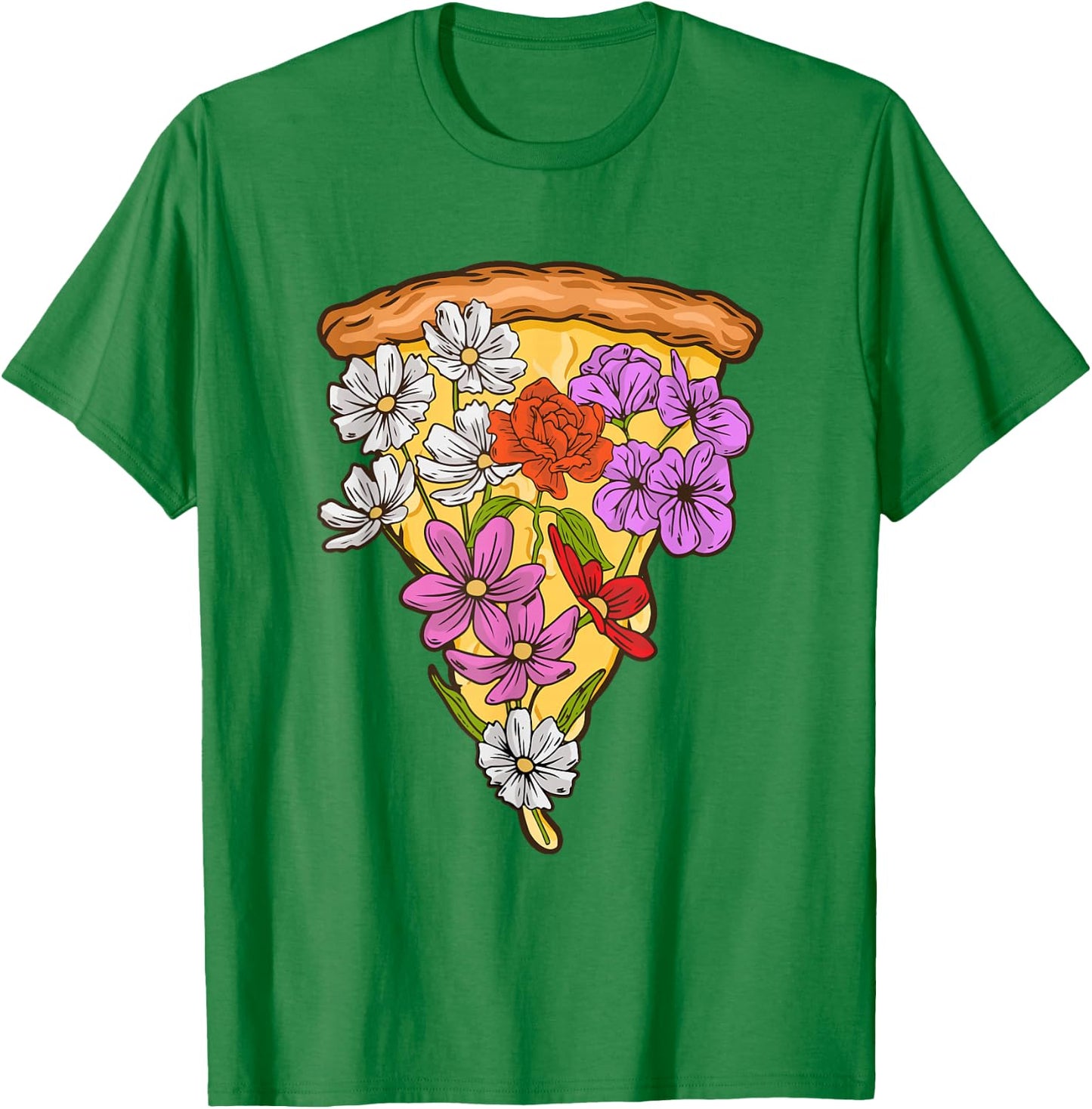 Pizza Slice Spring Flower Design for a Pizza Lover T-Shirt - T-Shirt | Irish Green