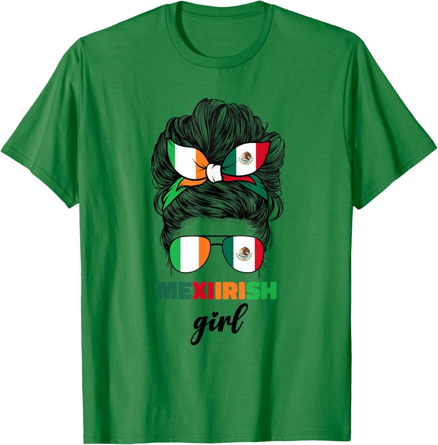 Half Mexican And Irish Mexico Ireland Flag Girl T-Shirt - T-Shirt | Irish Green