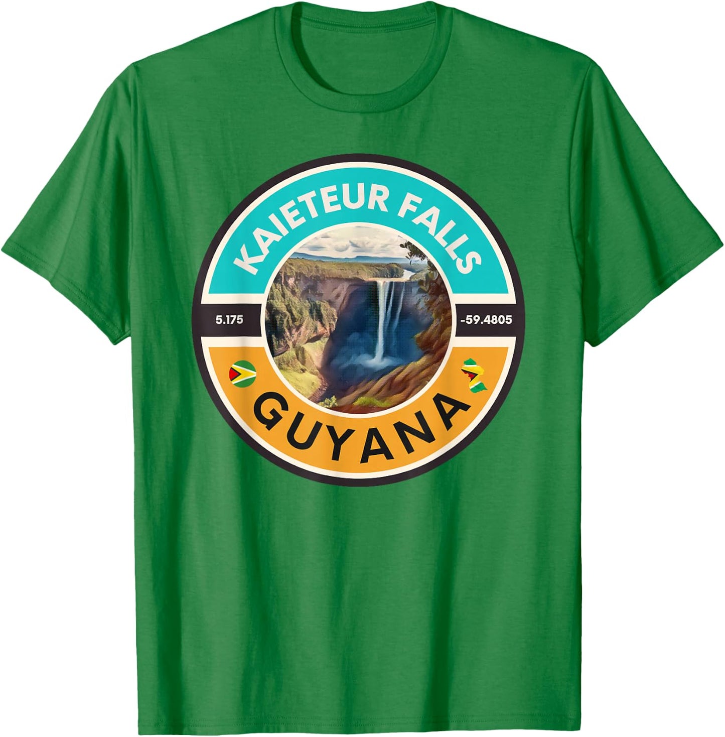 Kaieteur Falls Guyana - Geographic Location T-Shirt - T-Shirt | Irish Green