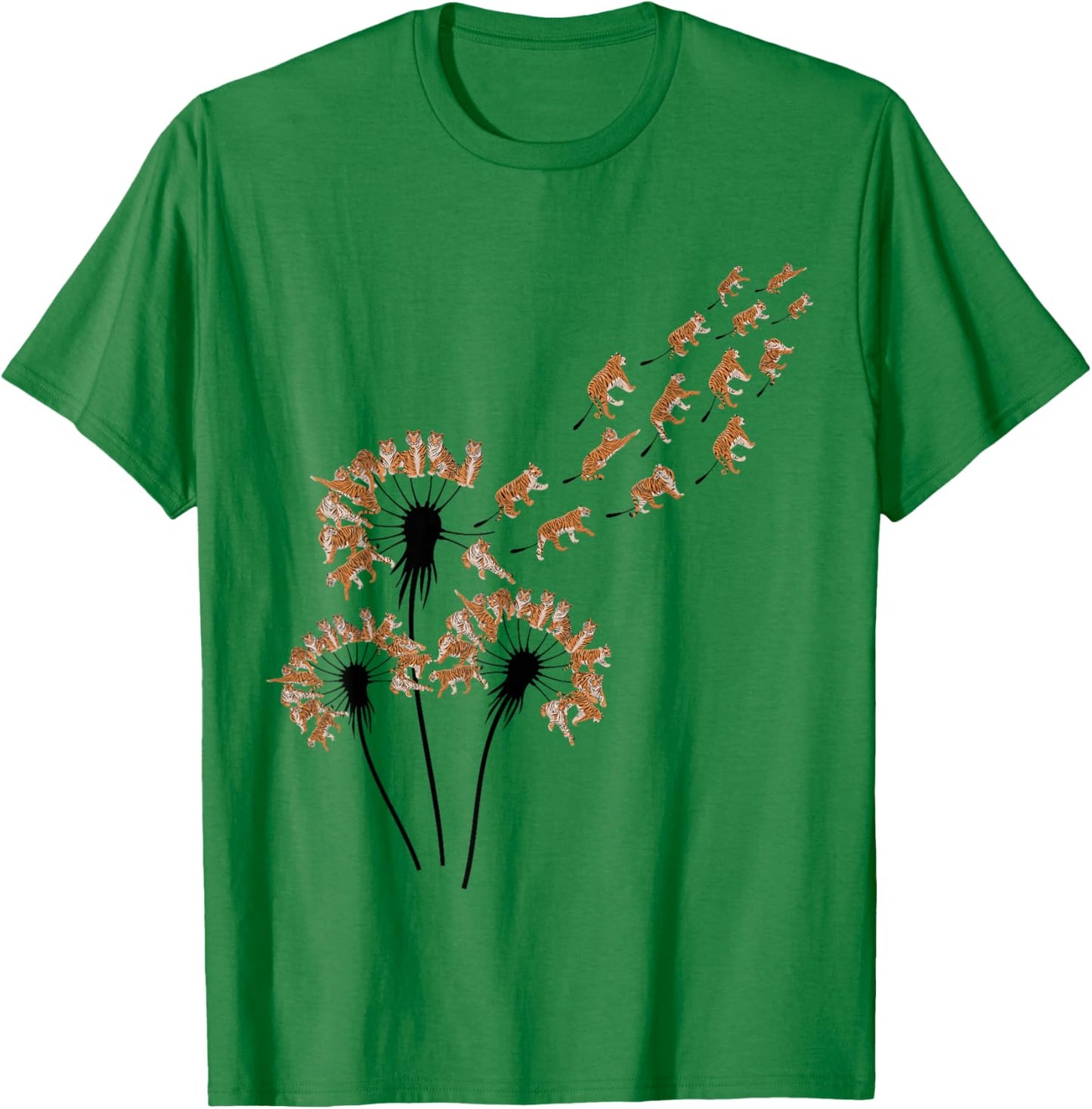 Dandelion Tigers Stuff for Tiger Lover | Tiger T-Shirt - T-Shirt | Irish Green