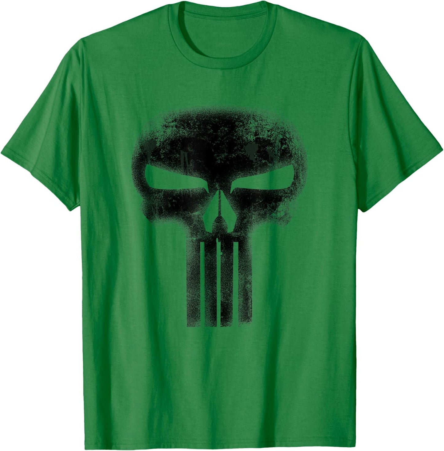 Marvel Comics Retro Classic The Punisher Black Skull Logo T-Shirt - T-Shirt | Irish Green