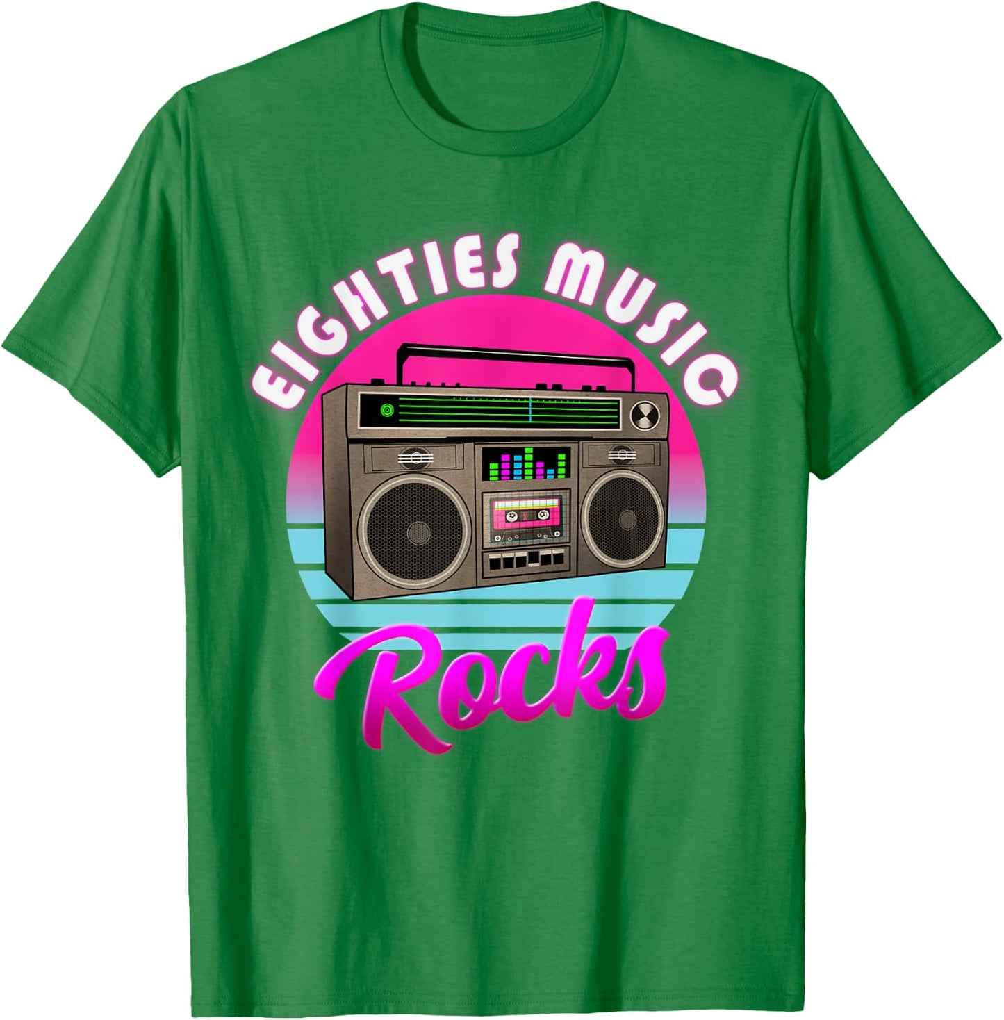 Retro Vintage 80's Music Rocks Eighties Music Rocks T-Shirt - T-Shirt | Irish Green