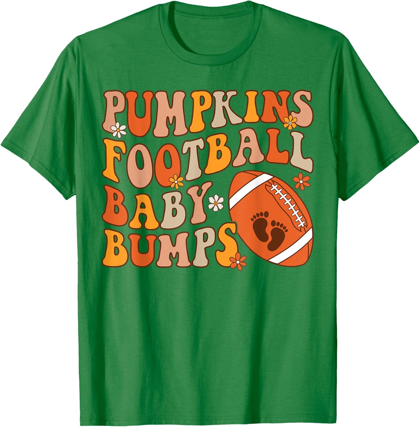 Pumpkins Football Baby Bumps Pregnancy Announcement Fall T-Shirt - T-Shirt | Irish Green