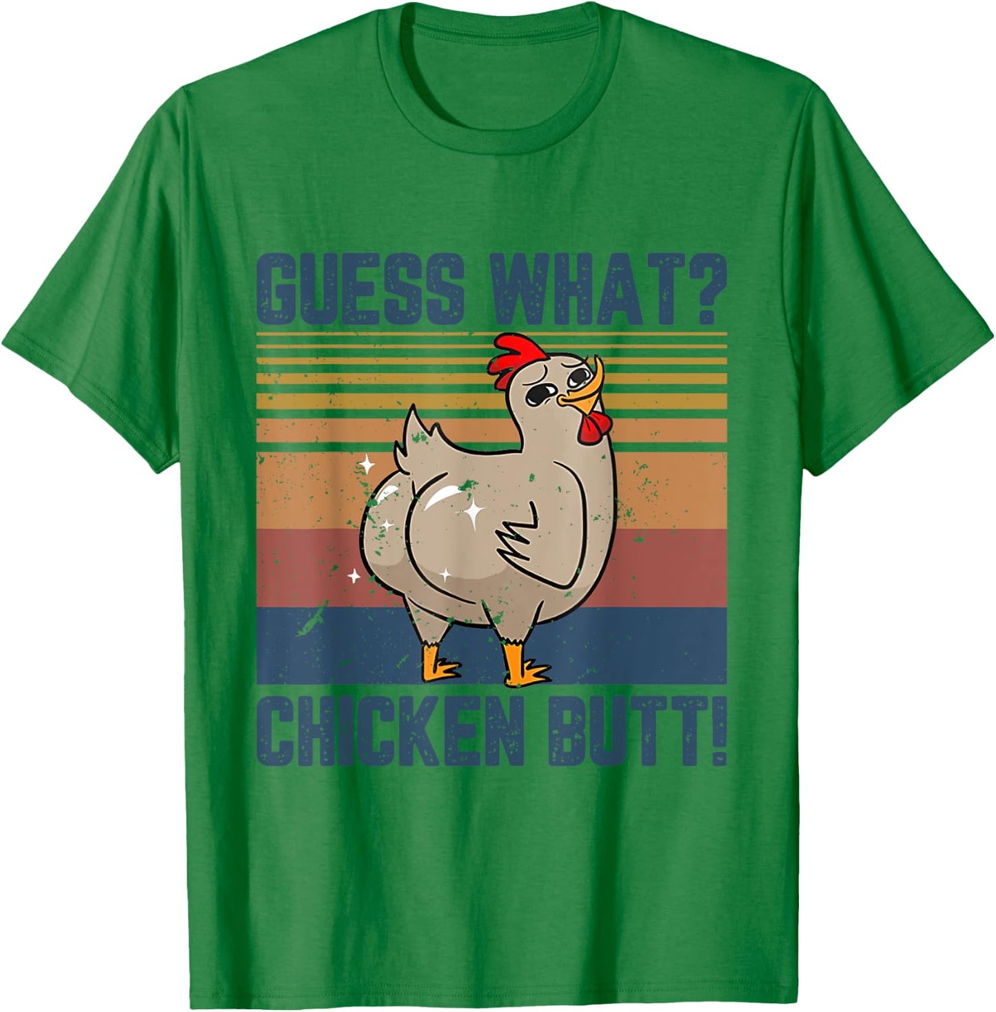 Funny Animal Guess What Chicken Butt Cute Chickens Buffs T-Shirt - T-Shirt | Irish Green