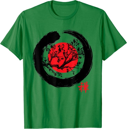 Japanese Calligraphy - Zen Buddhist Enso Circle Meditation T-Shirt - T-Shirt | Irish Green