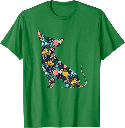 Chihuahua Floral Dog Silhouette Graphic T-Shirt - T-Shirt | Irish Green