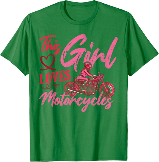 Classic Motorcycle Biker Girl Female This Girl Loves T-Shirt - T-Shirt | Irish Green