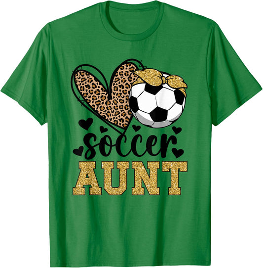 Soccer Aunt Heart Soccer Auntie Of A Soccer Player Aunt T-Shirt - T-Shirt | Irish Green