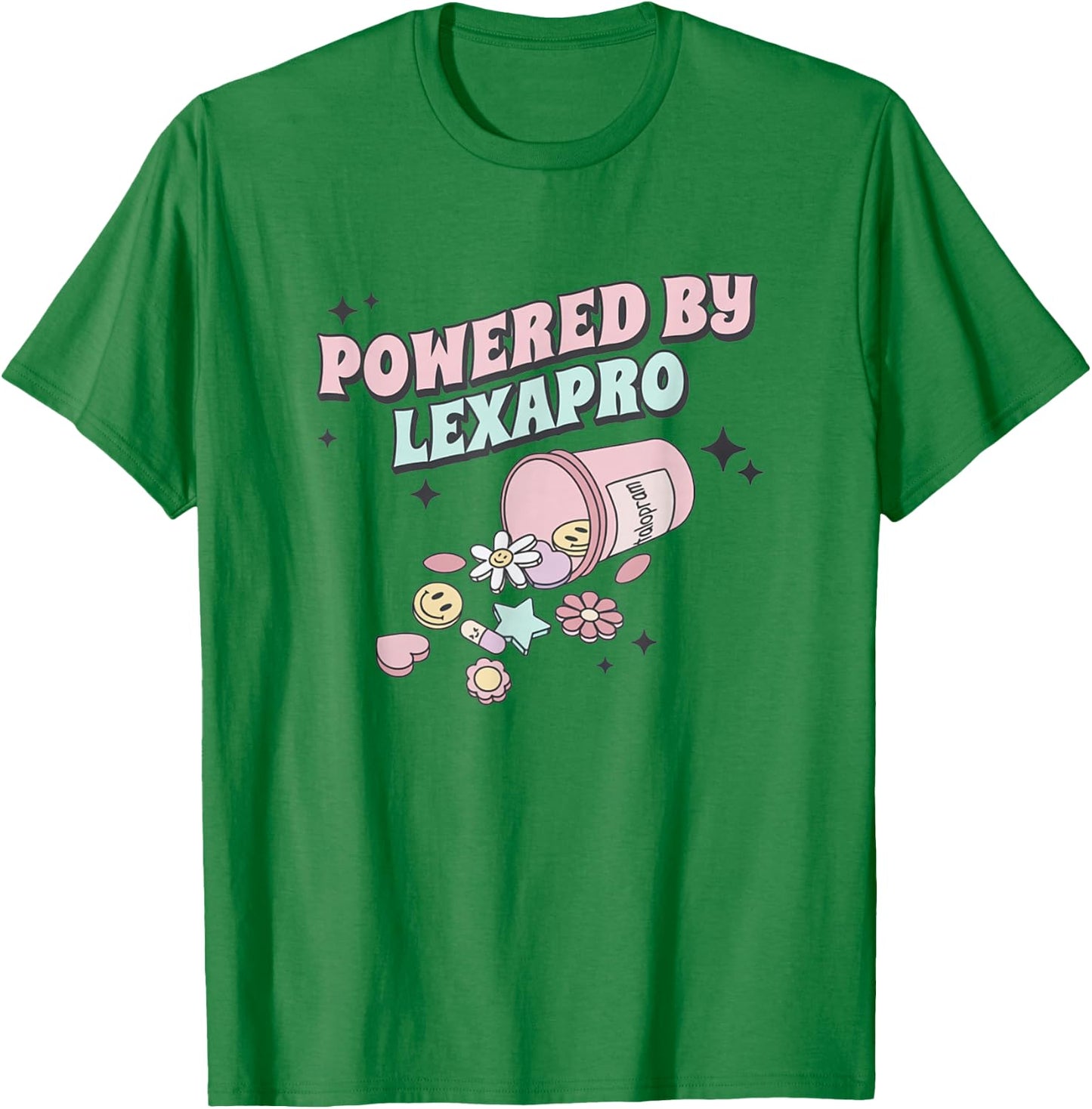 Powered by Lexapro Retro Mental Health Take Your Meds T-Shirt - T-Shirt | Irish Green