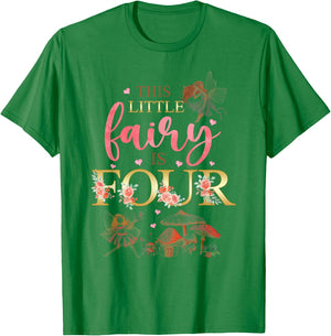 Wildflower Garden Fairy Floral 4th Birthday Shirt Girl T-Shirt - T-Shirt | Irish Green