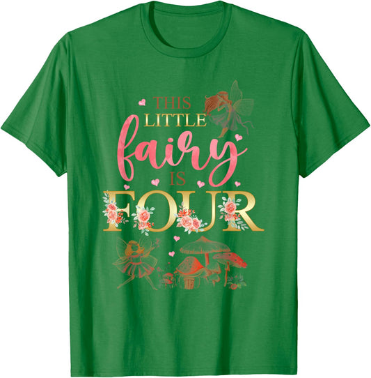 Wildflower Garden Fairy Floral 4th Birthday Shirt Girl T-Shirt - T-Shirt | Irish Green