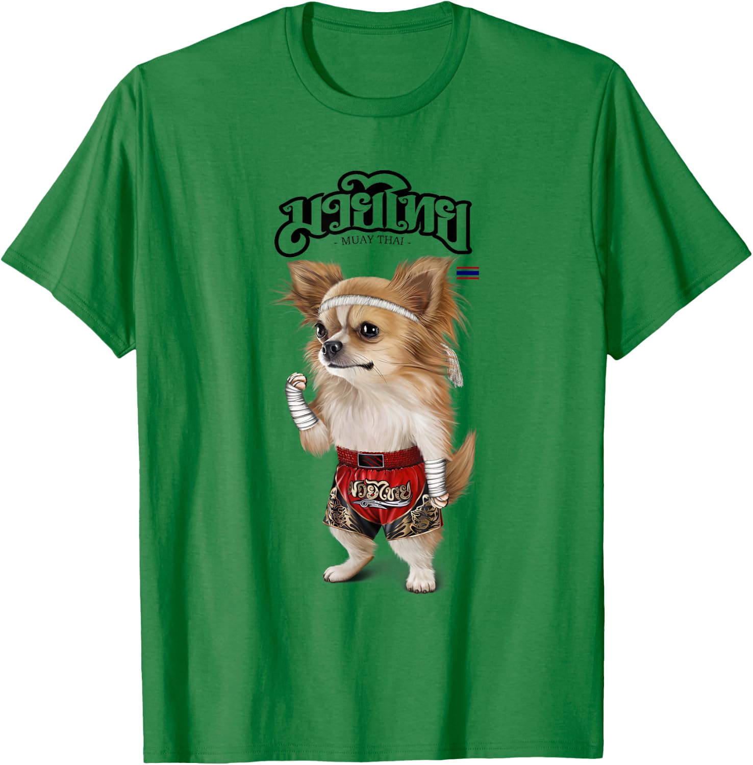 Chihuahua Dog as Muay Thai Kick Boxing Champion T-Shirt - T-Shirt | Irish Green