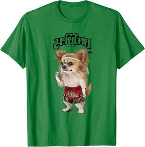 Chihuahua Dog as Muay Thai Kick Boxing Champion T-Shirt - T-Shirt | Irish Green