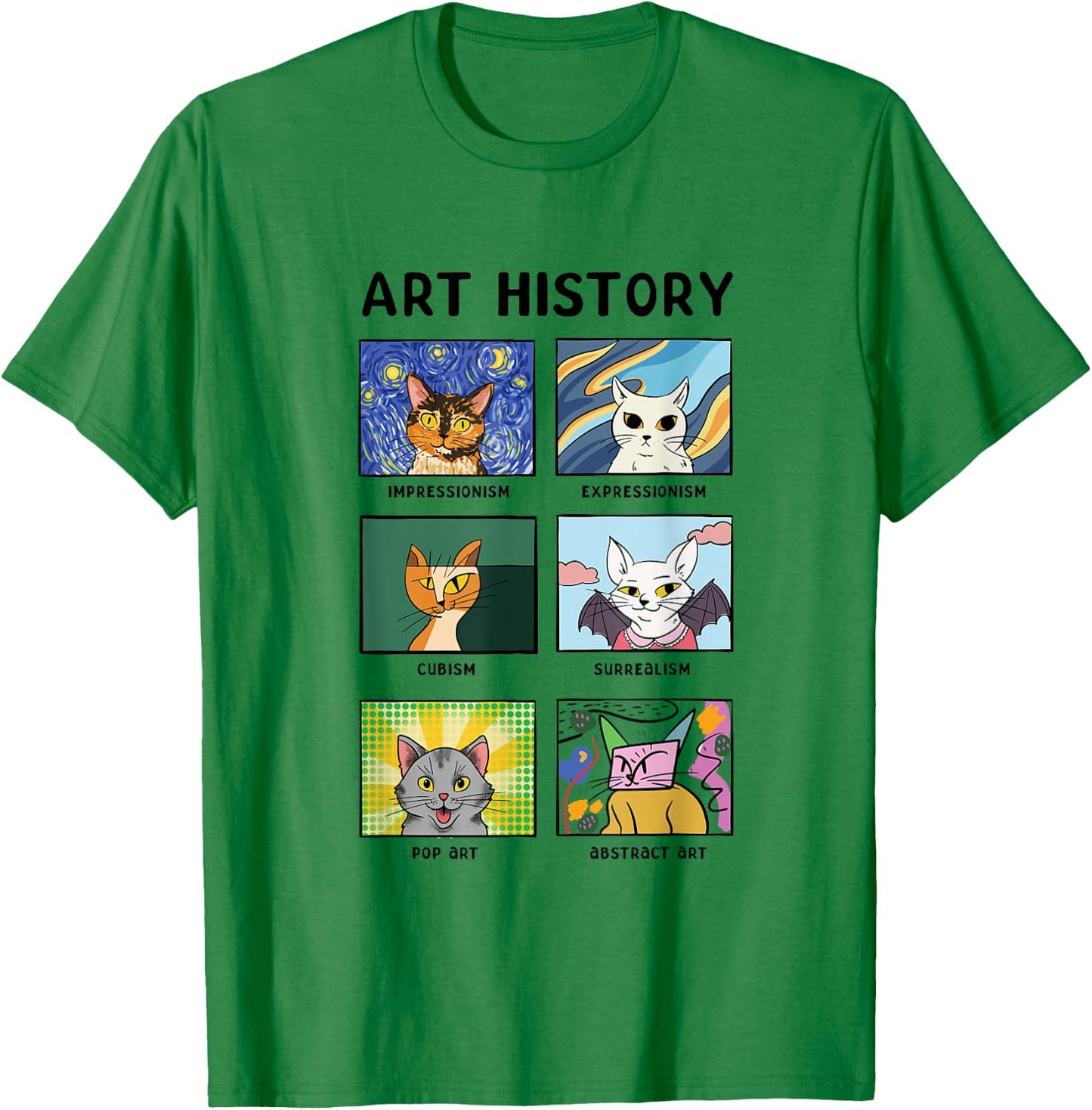 Art History Cats Fine Arts Cat for Art Collector T-Shirt - T-Shirt | Irish Green