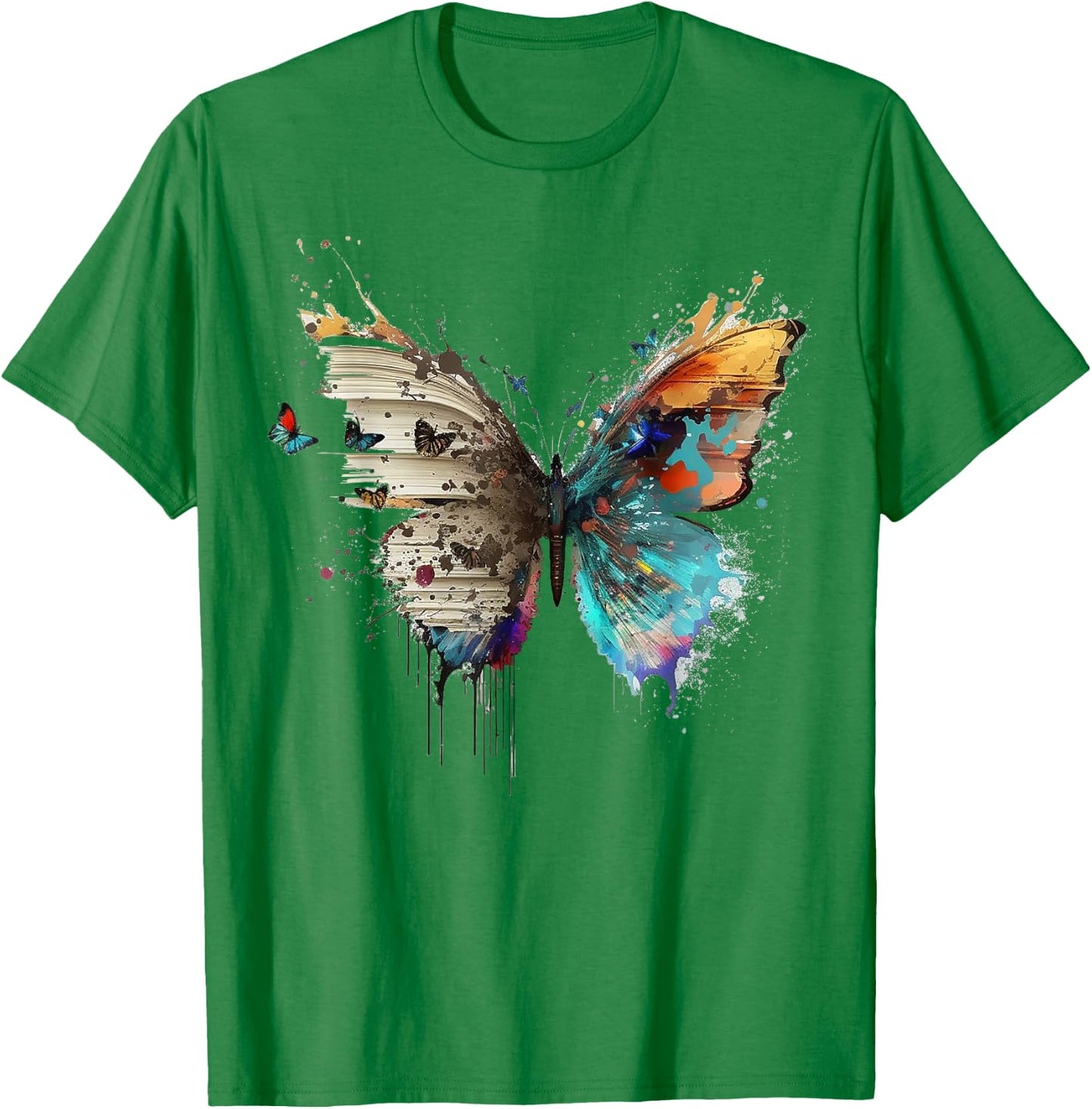Art abstract butterfly animals book artwork T-Shirt - T-Shirt | Irish Green