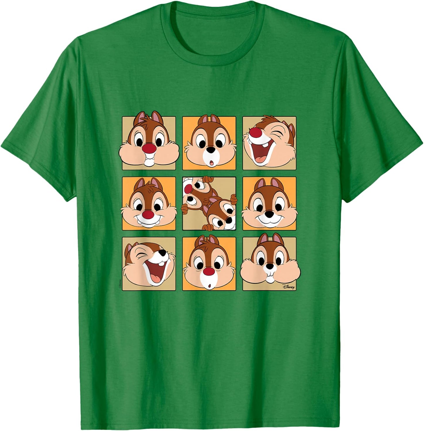 Chip 'N Dale Rescue Rangers - Chip & Dale Face Grid T-Shirt - T-Shirt | Irish Green