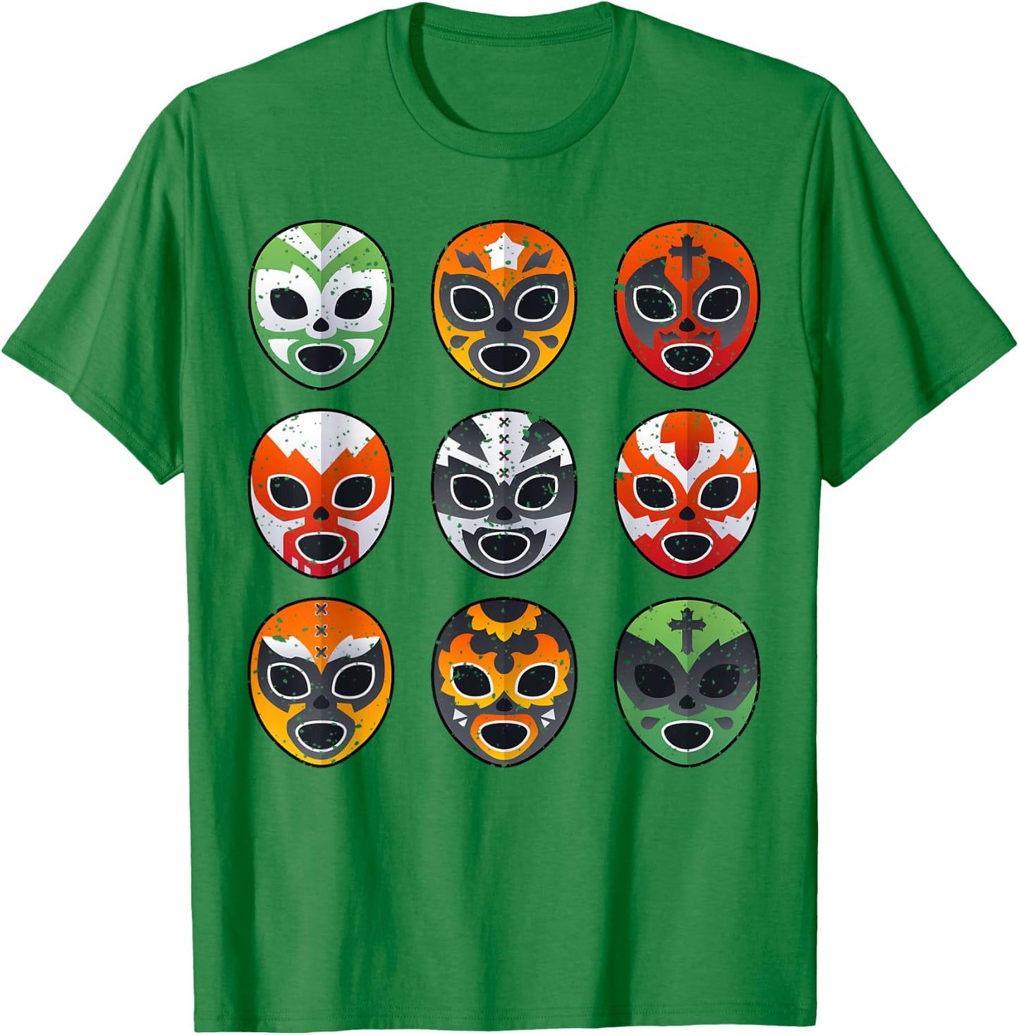 Lucha Libre Masks Shirt Boy Men Mexican Wrestling Cinco Mayo T-Shirt - T-Shirt | Irish Green