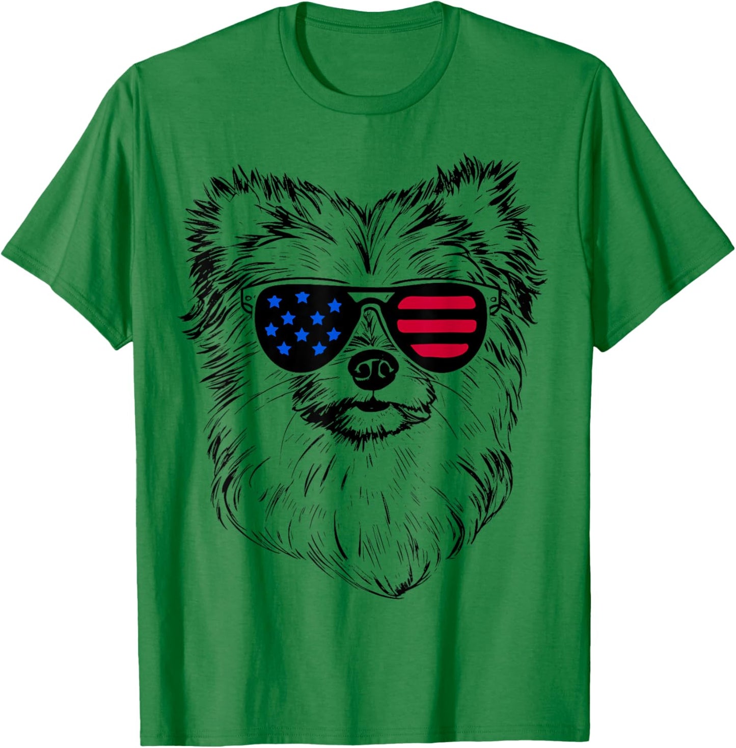 Aussiepom Dog 4th July America USA Flag Men Women Kids T-Shirt - T-Shirt | Irish Green