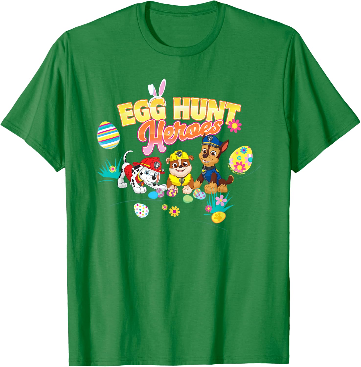 PAW Patrol Easter Egg Hunt Heroes Chase, Rubble And Marshall T-Shirt - T-Shirt | Irish Green