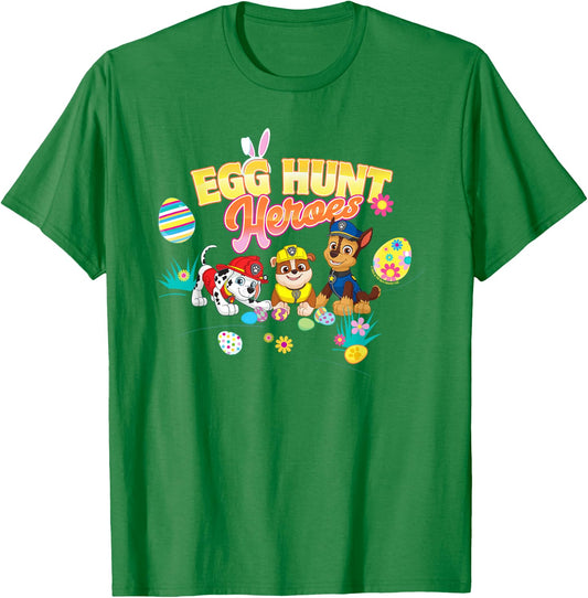 PAW Patrol Easter Egg Hunt Heroes Chase, Rubble And Marshall T-Shirt - T-Shirt | Irish Green