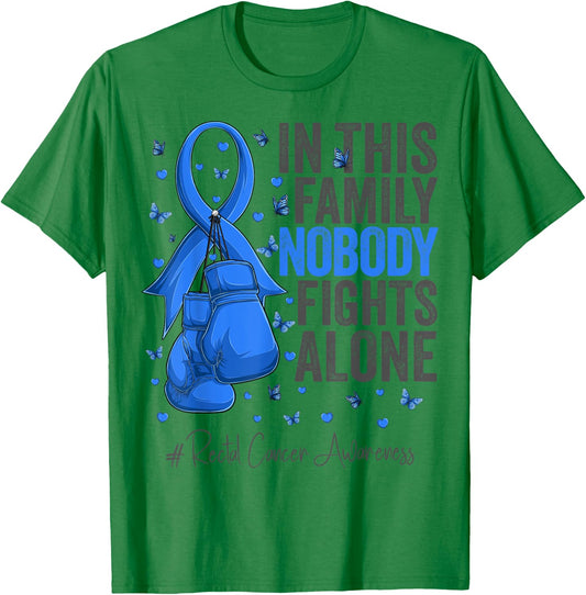 Blue Ribbon Survivor Fighter Rectal Cancer Awareness T-Shirt - T-Shirt | Irish Green