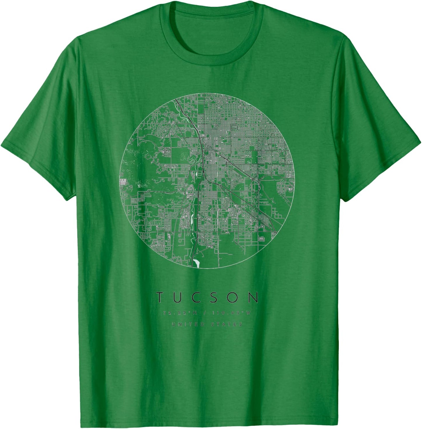 Tucson Arizona Coordinates map hometown T-Shirt - T-Shirt | Irish Green