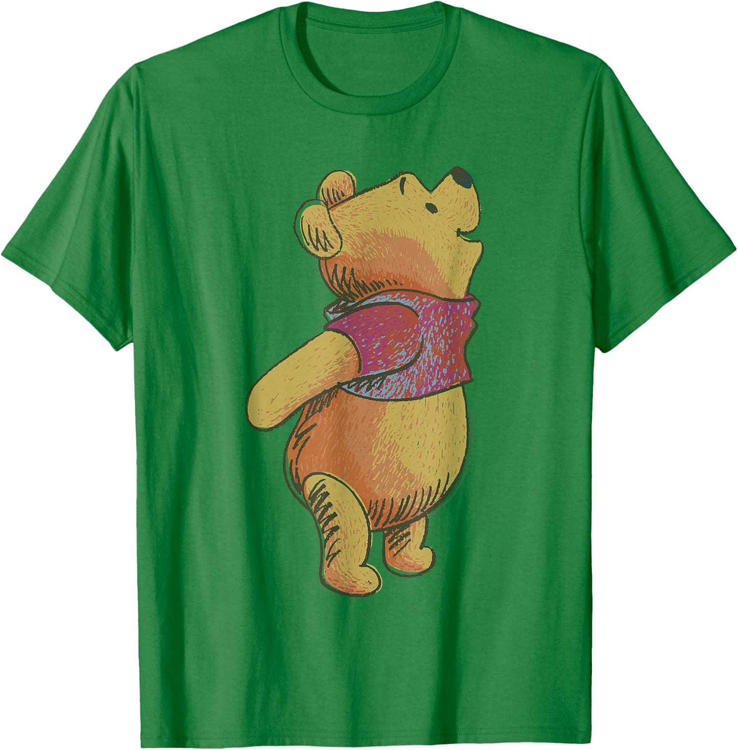 Disney Winnie The Pooh Looking Upwards With Joy Portrait T-Shirt - T-Shirt | Irish Green