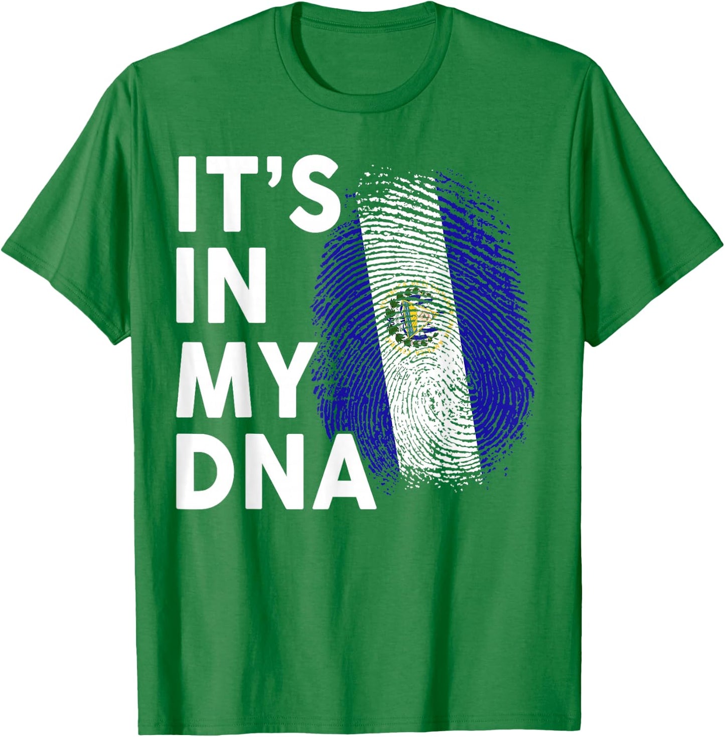 El Salvador Shirt Its DNA Men Women Salvadoran Flag Hispanic T-Shirt - T-Shirt | Irish Green