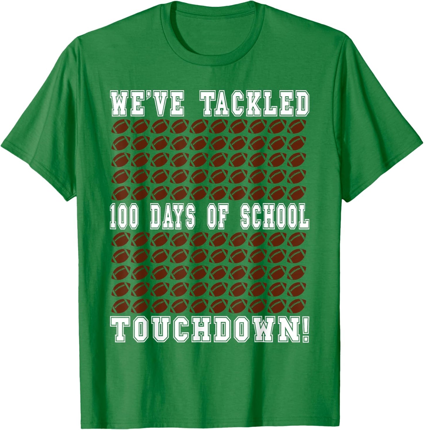 Football Counting 100 Days of School T-Shirt - T-Shirt | Irish Green