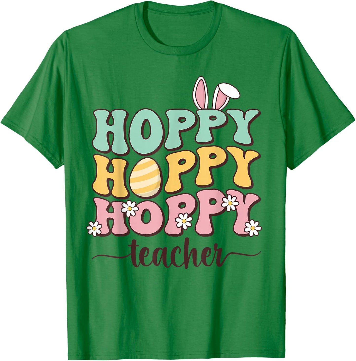 Easter Teacher Bunny Happy Easter Egg Retro Teacher Women T-Shirt - T-Shirt | Irish Green