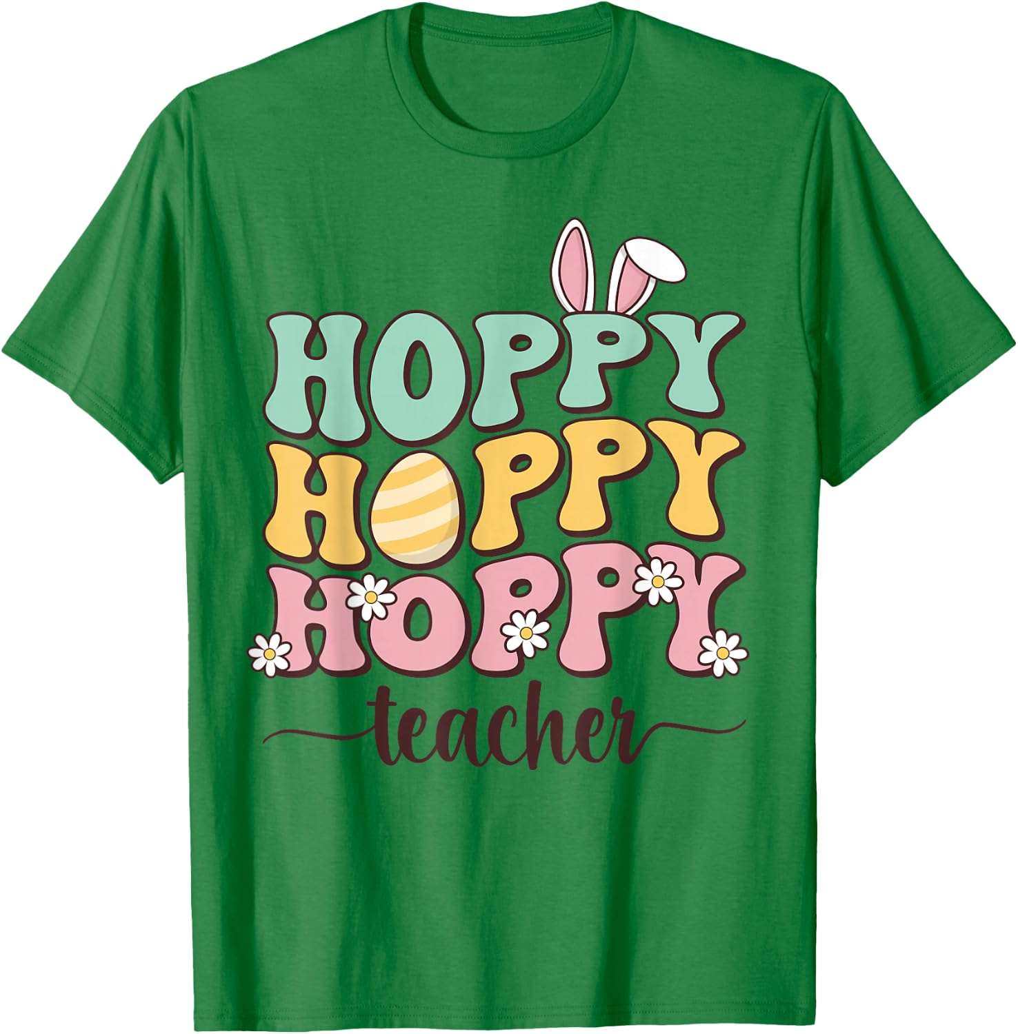 Easter Teacher Bunny Happy Easter Egg Retro Teacher Women T-Shirt - T-Shirt | Irish Green